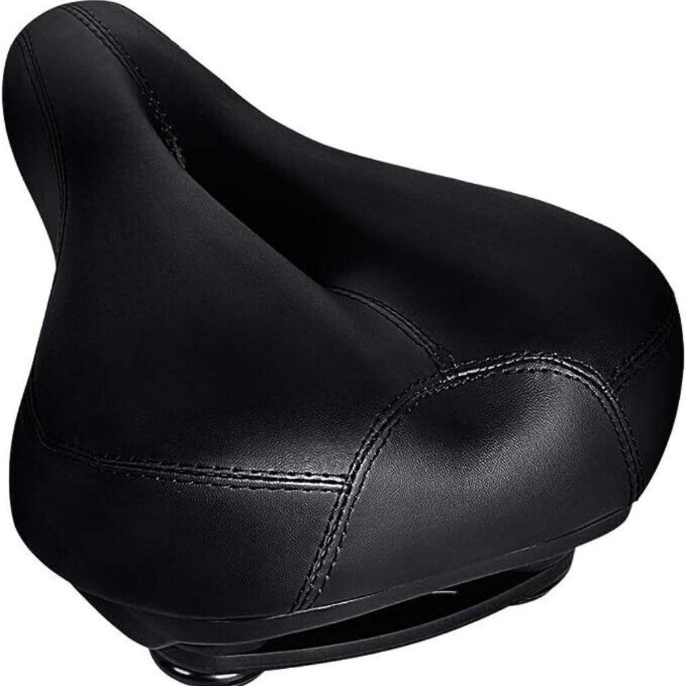 TONBUX Black Leather Dual Shock Absorbing Ball 10.6 x 8.2 in Bike Seat NS361